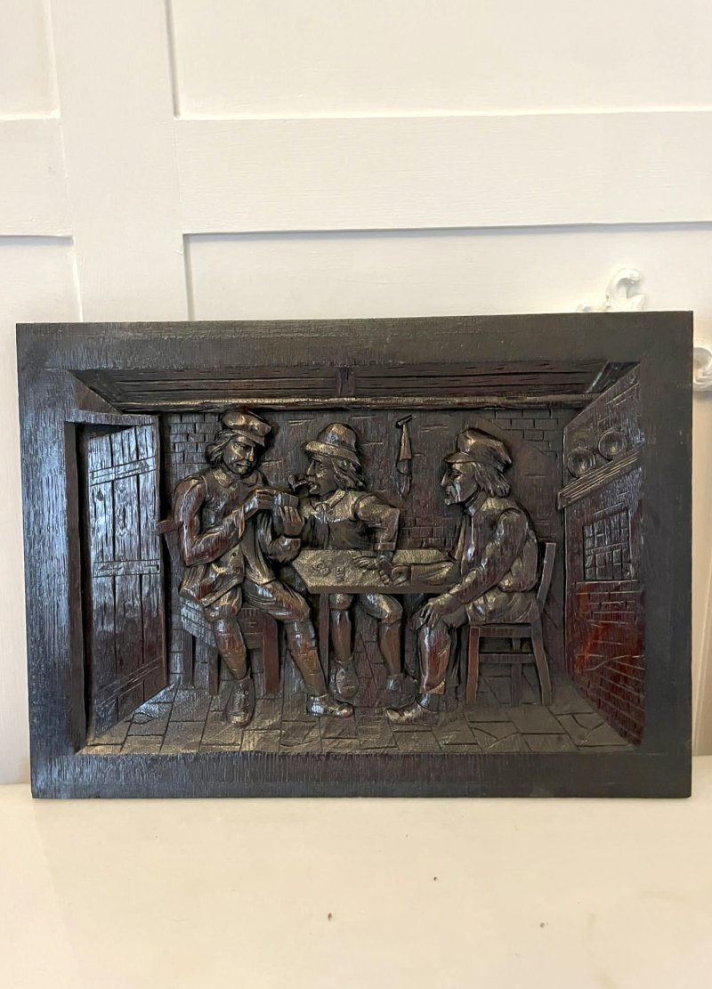 Outstanding Quality Set of 3 Antique Victorian Carved Oak Panels - Image 10